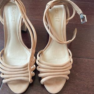 Schutz block heel nude sandals